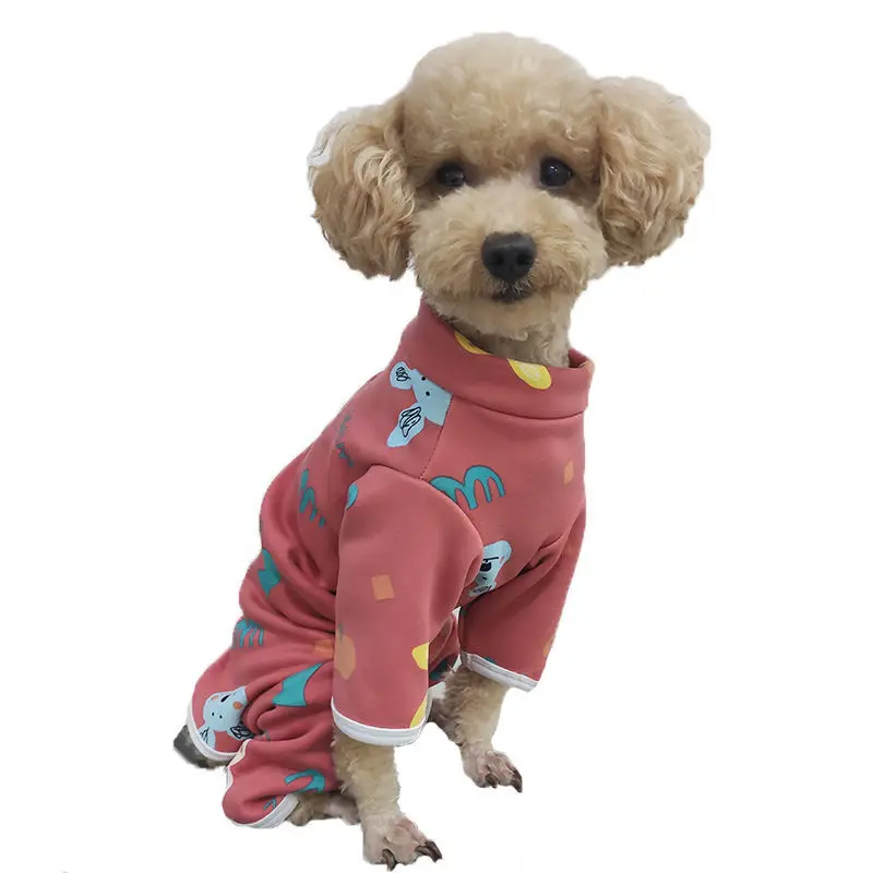 

2021 Newest Winter Clothes for Dogs Cute Pet Jumpsuit Clothing for Small Dogs Four Legs Cartoon Dog Clothes