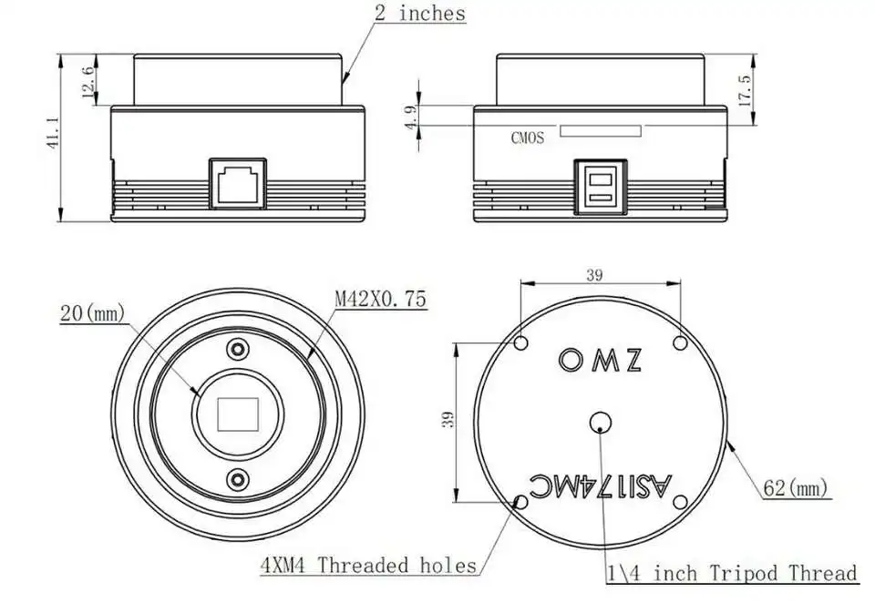 Монохромная астрономическая камера ZWO ASI174 мм ASI Планетарная Солнечная Лунная