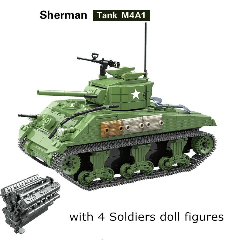 Новый 726 штук военный WW2 строительные блоки американская Танк Шермана модели