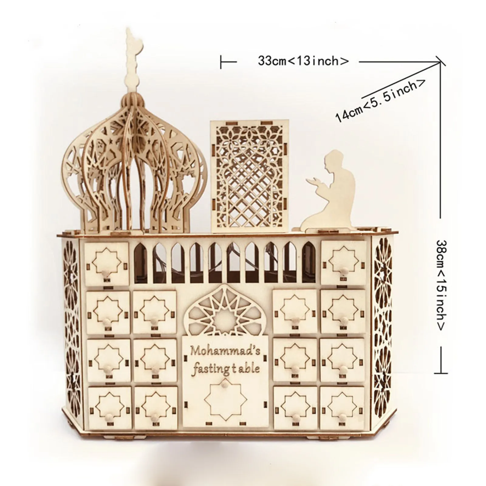 

Wooden Eid Mubarak Ramadan Advent Calendar Led Light Diy Muslim Islamic 30 Grids Diy Chest Of Drawers Ramadan Storage Box