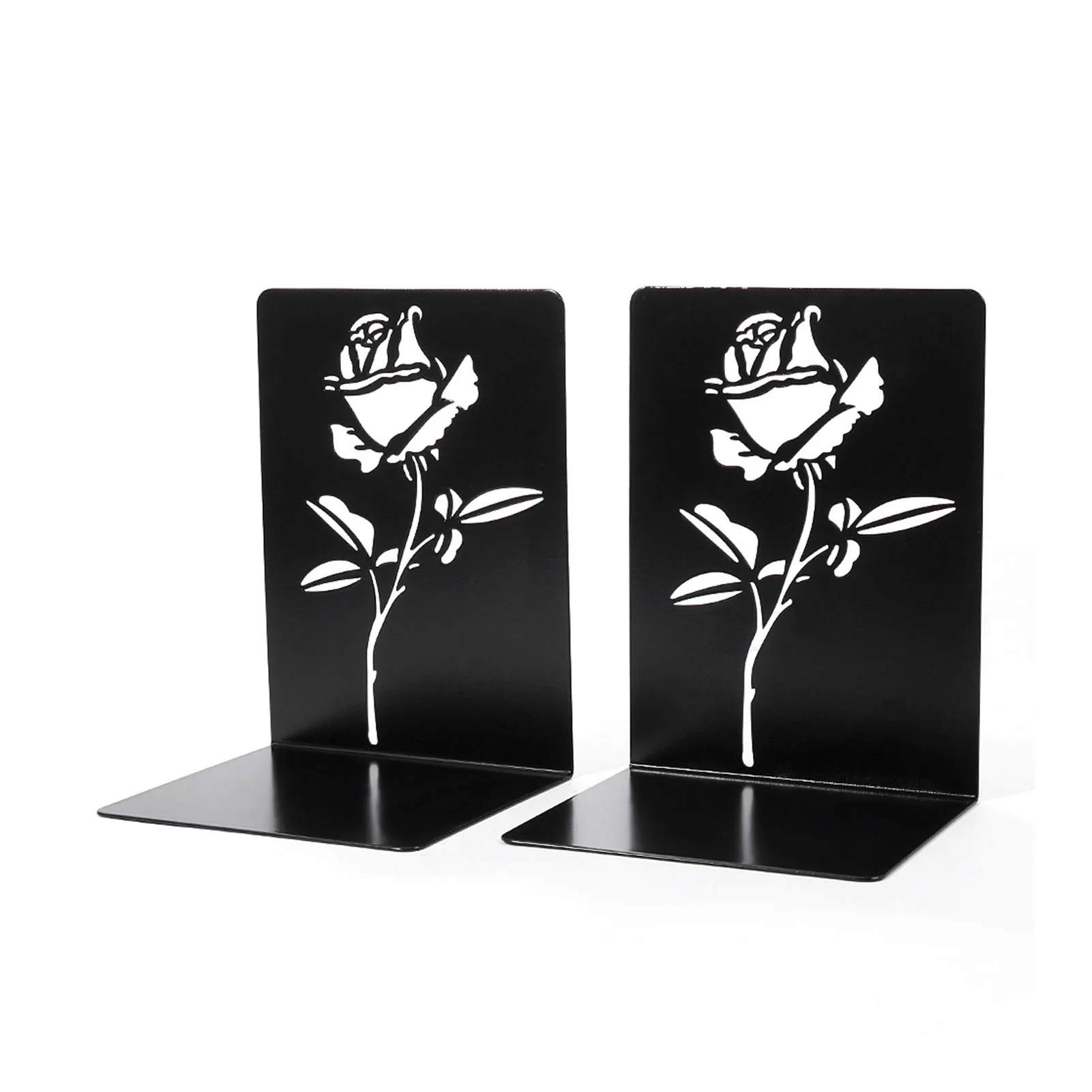 

L Shape Reading Stationery Student Home Office Library Alloy Out Rose Design Free Standing Book End Desktop Organizer