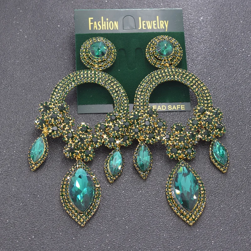 Изысканные стразы Кристальные цветы Роскошные Длинные серьги-подвески