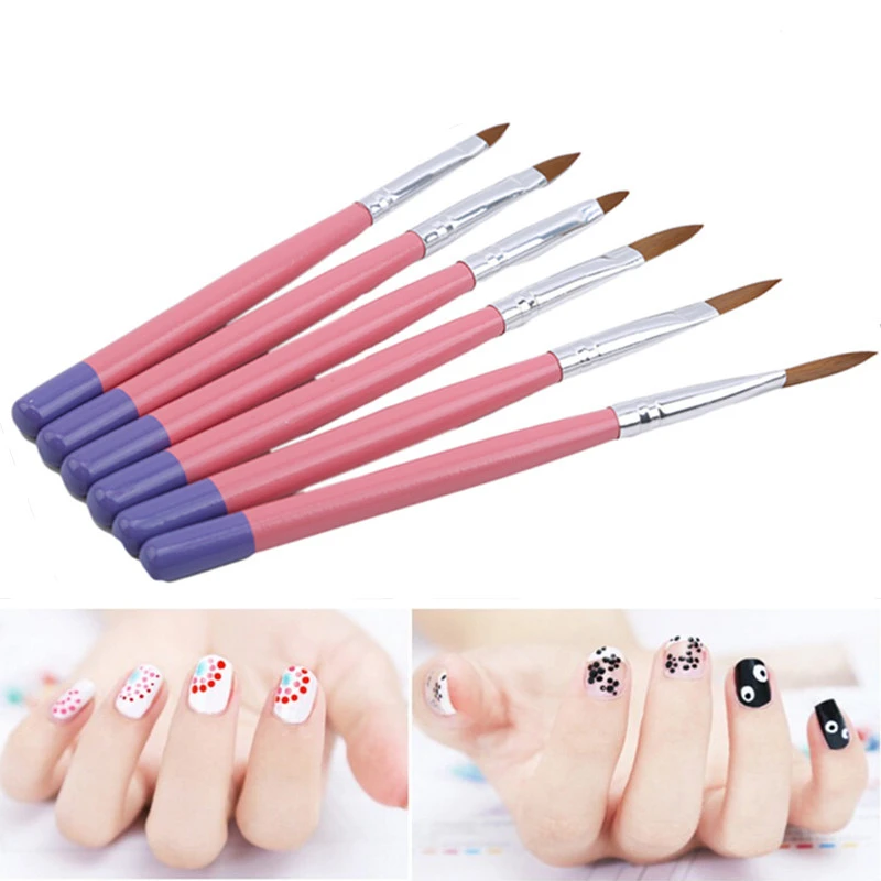 6 шт./компл. кисть для дизайна ногтей с кристаллами УФ гель моделирование