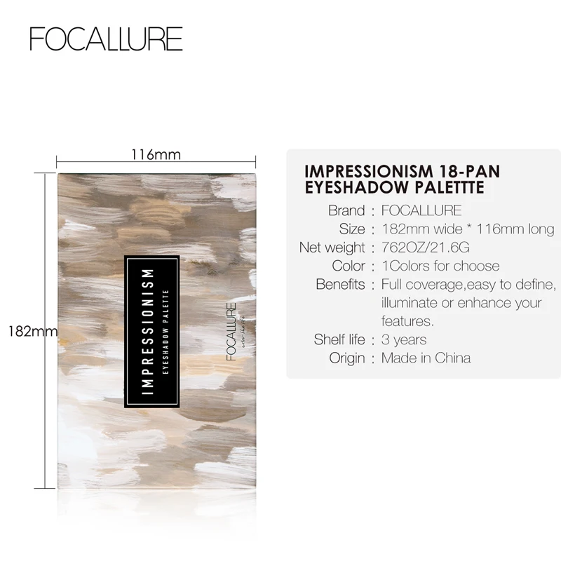 FOCALLURE 18 цветов Палитра теней для век стойкий блеск мерцающий телесный легко носить пигментированные тени для век макияж Палитра