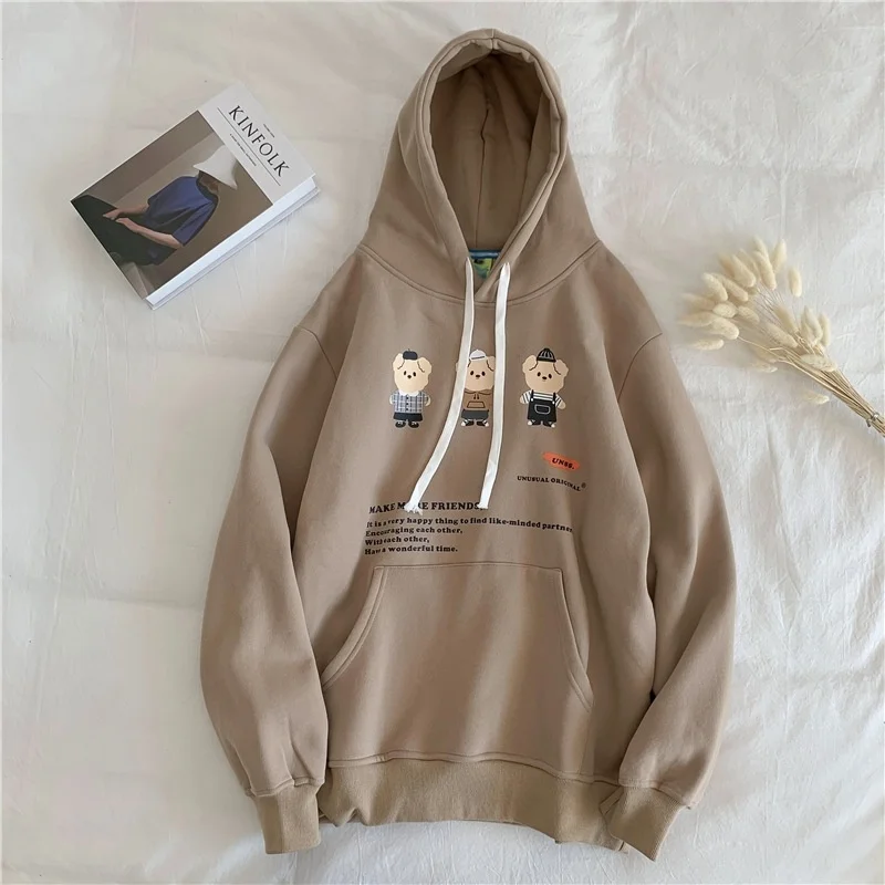 

Hooded sweater men's 2021 spring new Korean fashion brand hooded cartoon print loose student sweater