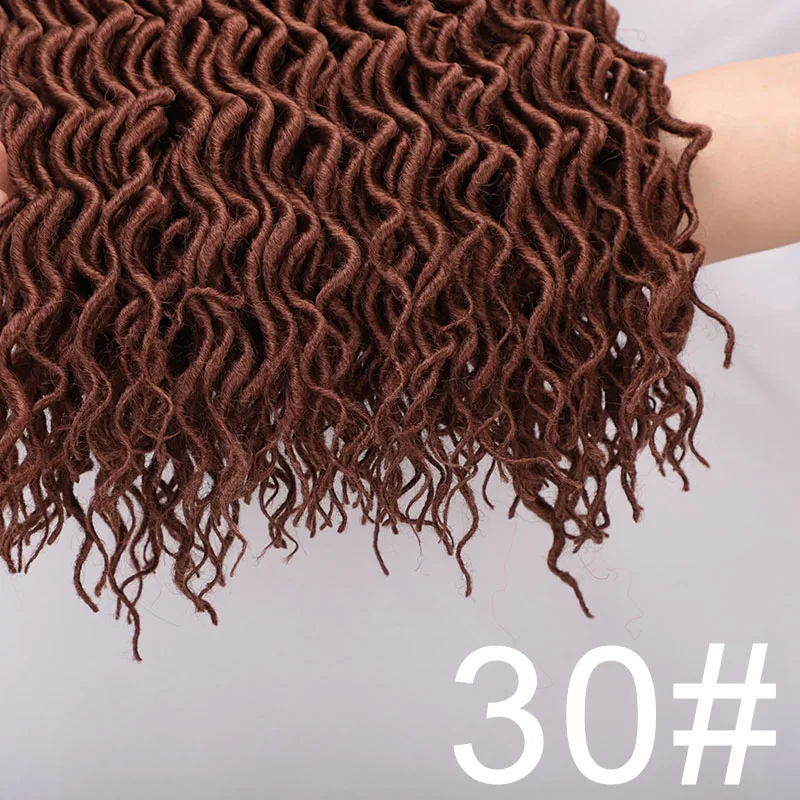 #30 Элегантный Муз Faux locs Curly накладные волосы на крючке, затененные, волосы синтетический эффектом деграде(переход от темного к каштановые волосы для наращивания 18 дюймов 24 подставки для плетения волос - Цвет: #30