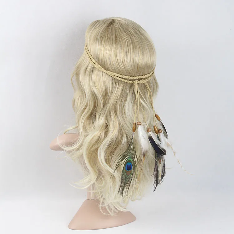 Головной убор с перьями для индийских волос аксессуары бохо |