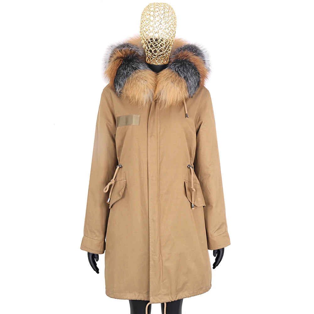 2022 Winter Coat Long Waterproof Parkas  Real Fox Fur Women Jacket Large Fur Collar Fluffy Fox Fur Liner Cloth Fashion