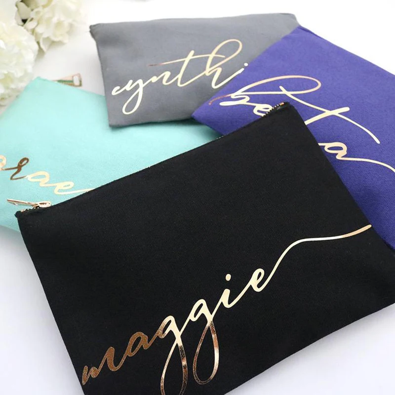 Индивидуальная косметичка для макияжа с монограммой курсивный скрипт