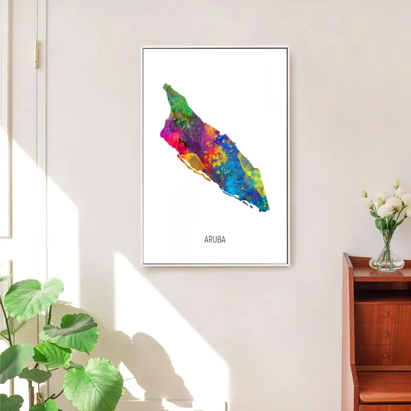 Карта Аруба акварельный художественный Печатный холст плакат | Живопись и