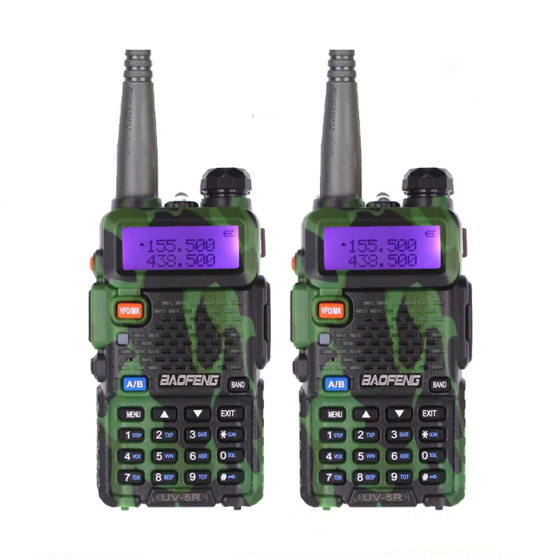 UV-5R-Camo-2pcs 2 шт BaoFeng UV-5R Walkie Talkie Camo 5 Вт двухдиапазонный 136-174 МГц/400-520 МГц UV5R 128CH VOX фонарик FM трансивер для радиолюбителей - Цвет: UV-5R-Camo-2pcs