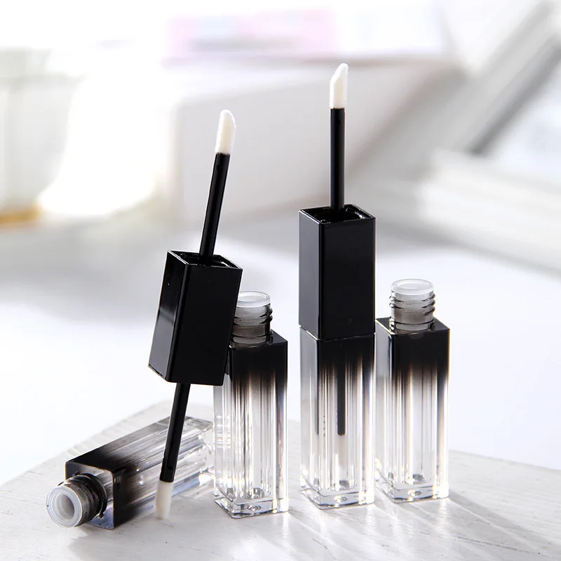 

Lip Glaze Tube Containers Gradient Black Double-headed Lipgloss Tube Empty Refillable Cosmetics Packaging Containers