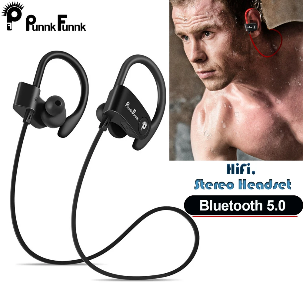 Bluetooth наушники беспроводные наушники Bluetooth 5,0 спортивные водонепроницаемые Ipx4 бас стерео гарнитуры W/Mic PunnkFunnk телефон наушники