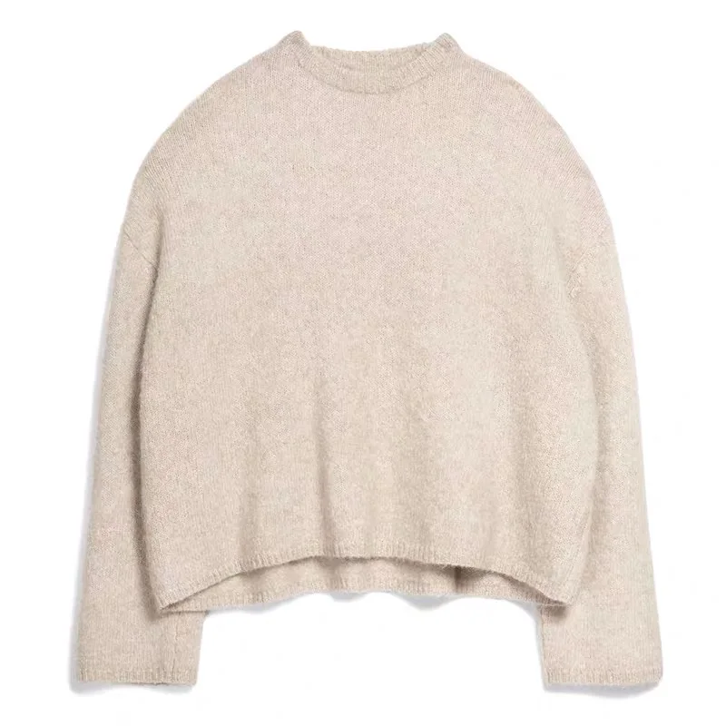 

Sister Fara 2021 New O-Neck Hedging Sweater Women Korean Harajuku Solid Color Thick All-Match Loose Outer Wear Knitting Tops