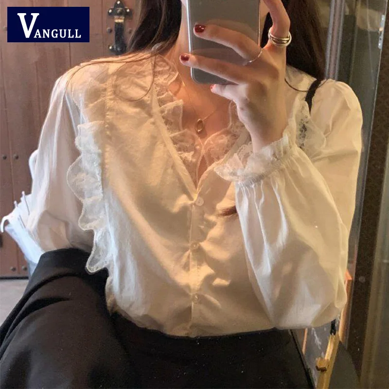 Женская блузка с V образным вырезом и длинным рукавом|Блузки| |