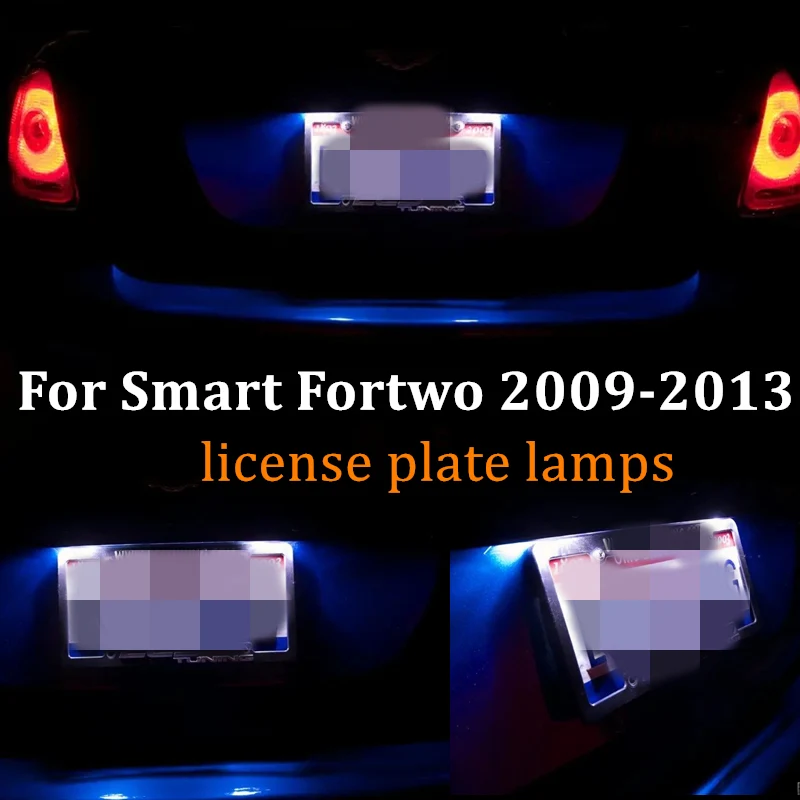 2x  Error free LED License Number Plate Light lamps for Smart Fortwo 2009-2013 car led light accessories bulbs