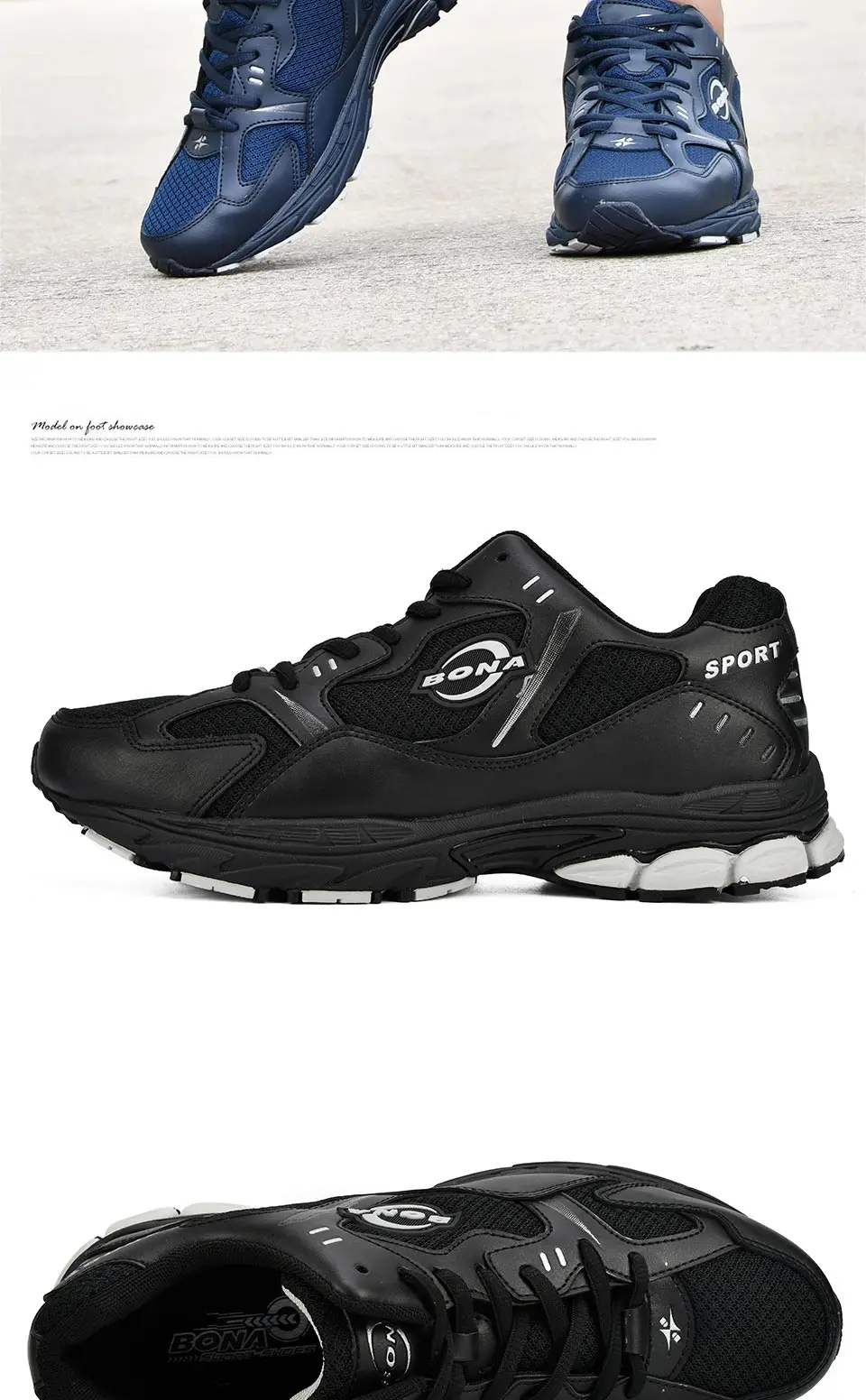 BONA Brand Sneakers Mesh Breathable Men Running Shoes Classical Fashion Outdoor Sport Shoes Male Low Tops Jogging Shoes