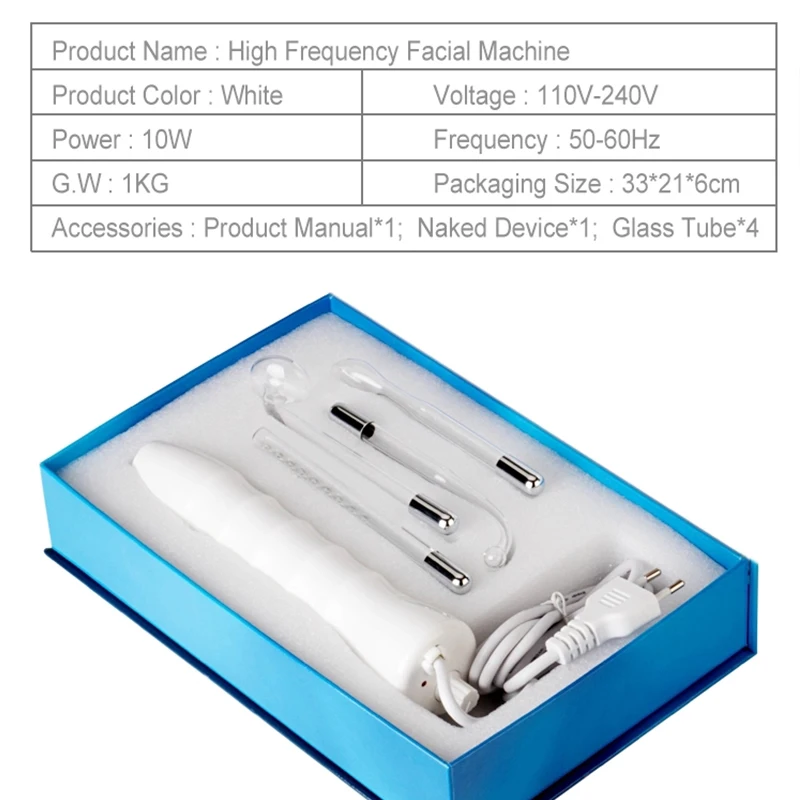 

D'larsonval 4 In 1 High Frequency Electrotherapy Electrode Light Acne Wand Skin Care Spot Acne Remover Facial Spa Beauty Machine