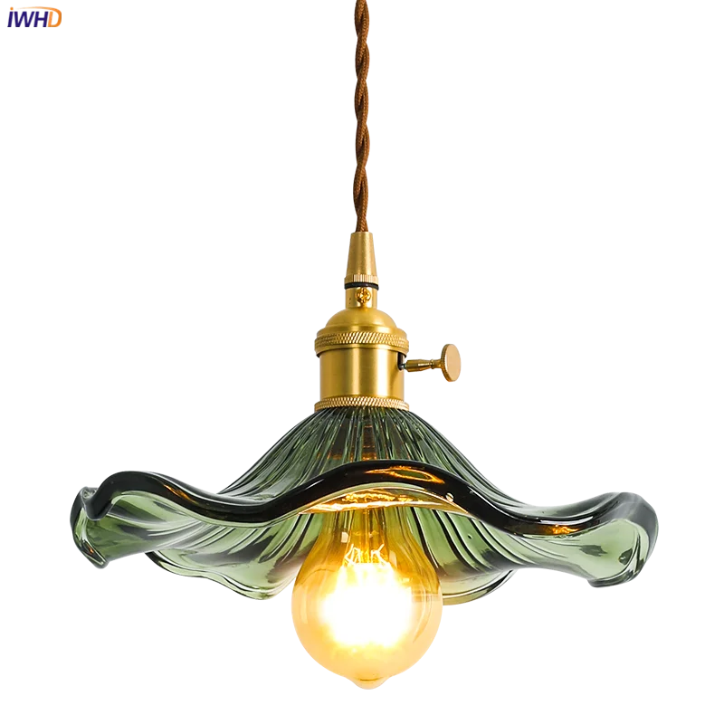 IWHD Nordic Style Simple LED Pendant Light Fixtures Bedroom Living Room Bar Colorful Glass Copper Hanging Lamp Lights Edison images - 6