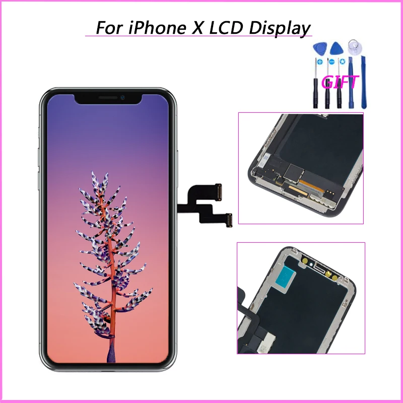 

Amoled Tested For iPhone X TFT OLED With 3D Touch Digitizer Assembly No Dead Pixel LCD Screen Replacement Display+tools