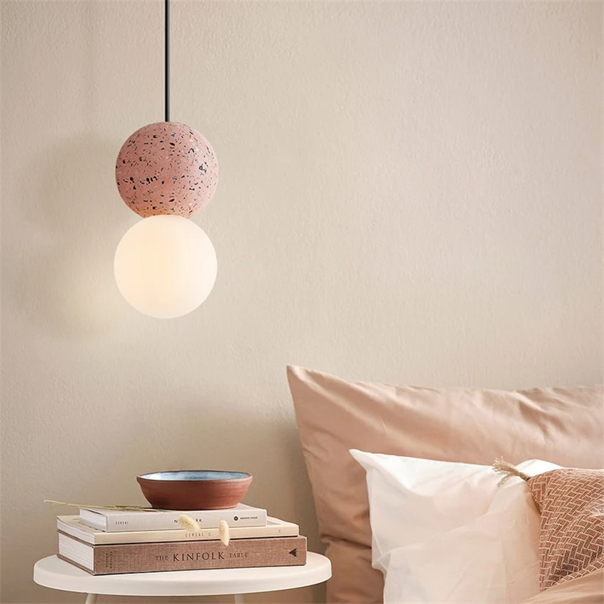Скандинавские розовые подвесные светильники Terrazzo прикроватные для спальни