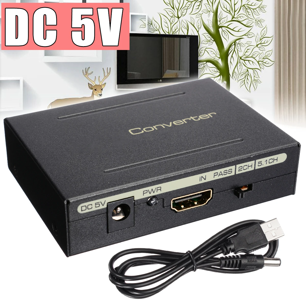 Черный оптический аудио экстрактор SPDIF RCA аналоговый 1080P HDMI совместимый с