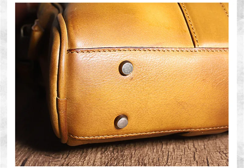 Retro highquality natural real leather men's large-capacity laptop handbag  office lawyer cowhide briefcase bag