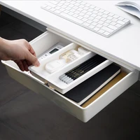 S/M/L Hidden Desk Bottom Storage Box Office Table Bottom Organizer Sundries Stationery Holder Drawer Under Table with Cover