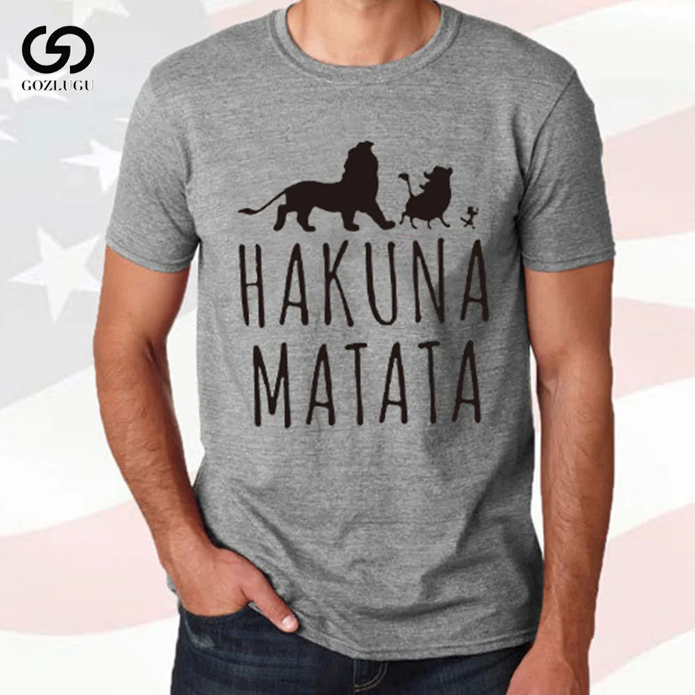 Мужская модная футболка с коротким рукавом, летняя HAKUNA MATATA, английский принт, Европа и Америка