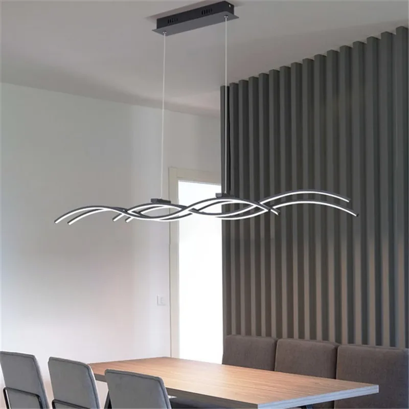 Современные светодиодные подвесные светильники в форме волны для столовой