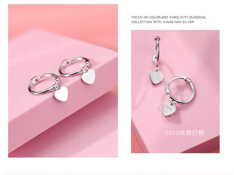 Серьги-Клипсы из чистого серебра S925 пробы, серьги в форме сердца, серьги для женщин, подарок на Рождество, Новинка
