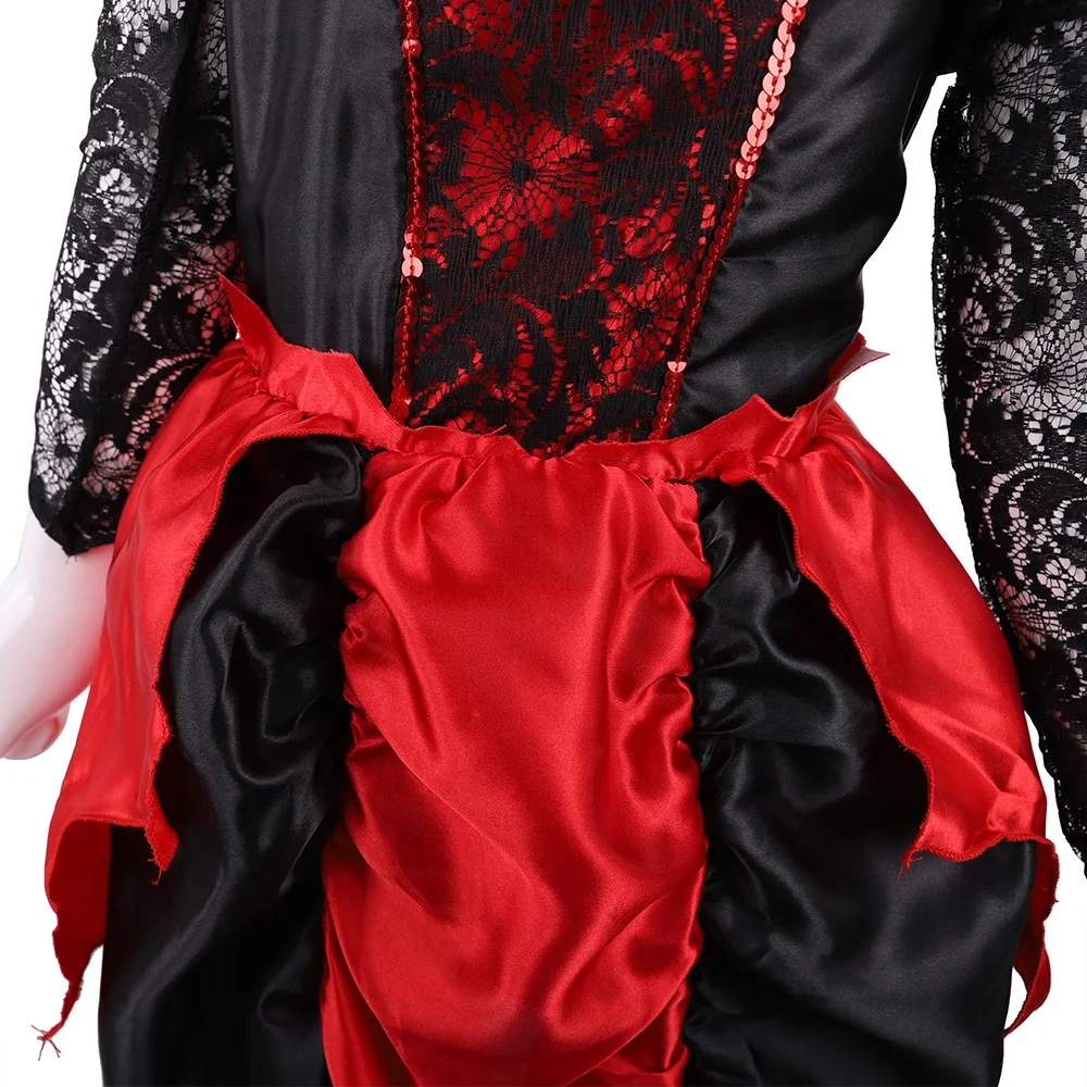 

Halloween Barbarian Suit Children Female Models Black Red Dress Fancy Dress Party Costume Performing Performance Masquerade