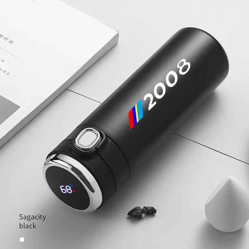 

400ml Intelligent Thermos Flask Travel Cup Stainless Steel Vacuum Water Bottle For Peugeot 106 206 208 306 308 508 2008 3008