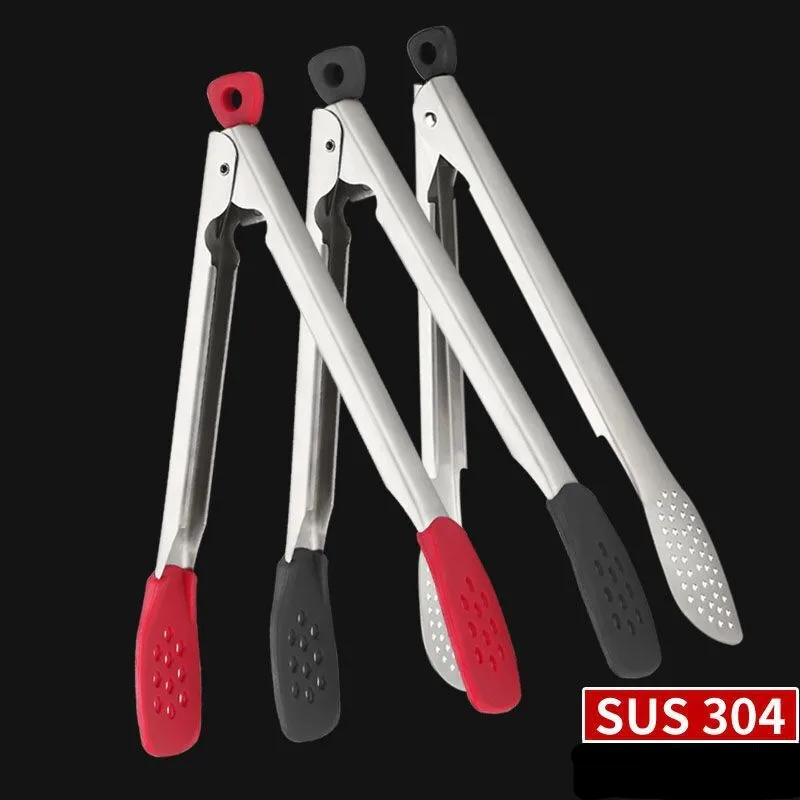 

304 Stainless Steel Food Clip Silicone Bread, Steak Clip Baking Grill Tool