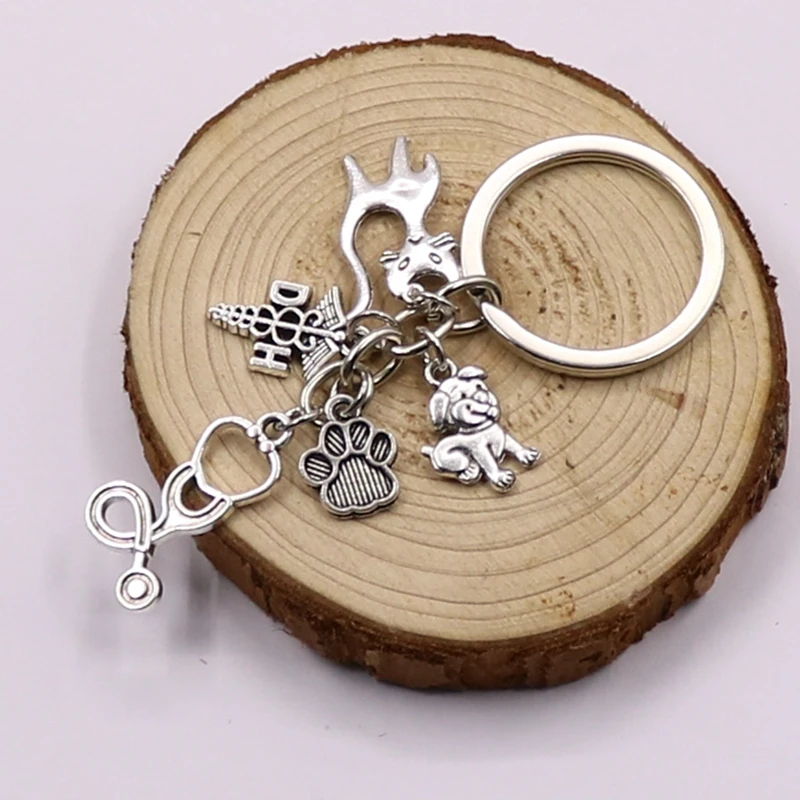 1 шт. ветеринарный Брелок Серебряный стетоскоп животное талисманы собака кошка