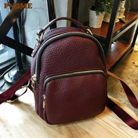 pndme fashion casual natural genuine leather ladies small backpack simple travel real cowhide womens cute red mini bagpack