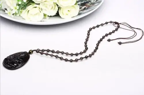 LETSFUN Fine Jewelry 100% Natural Ice Obsidian Hand Carved Guanyin Bodhisa Lucky Pendant Necklace Free Shipping | Украшения и