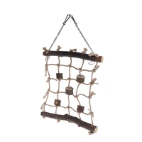 hanging hemp wood bird swing ladder parrot climbing net cage game bird gym toys t8we