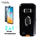 Чехол-накладка 2 в 1 Для Doogee S96 Pro, силиконовый, с магнитным кольцом-держателем и подставкой, Для Doogee S96, с пленкой из закаленного стекла