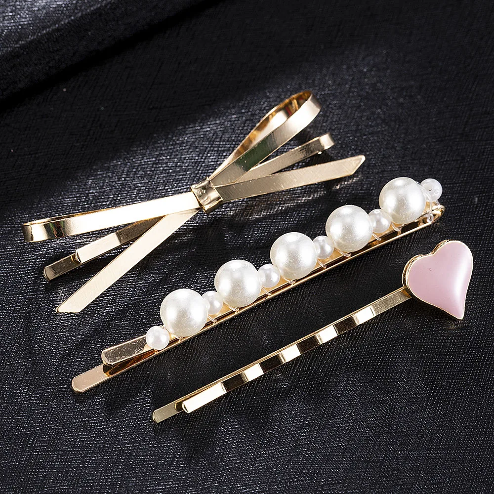 Простые заколки для волос с имитацией жемчуга аксессуары 3 шт. женщин и девочек