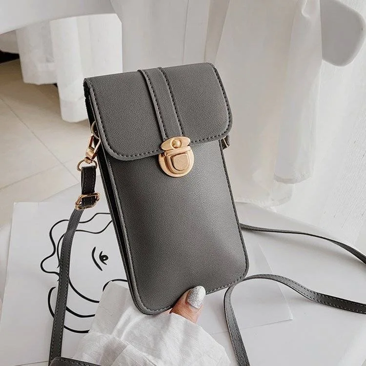 

Home touch screen multifunctional hanging neck PU crossbody mobile phone bag