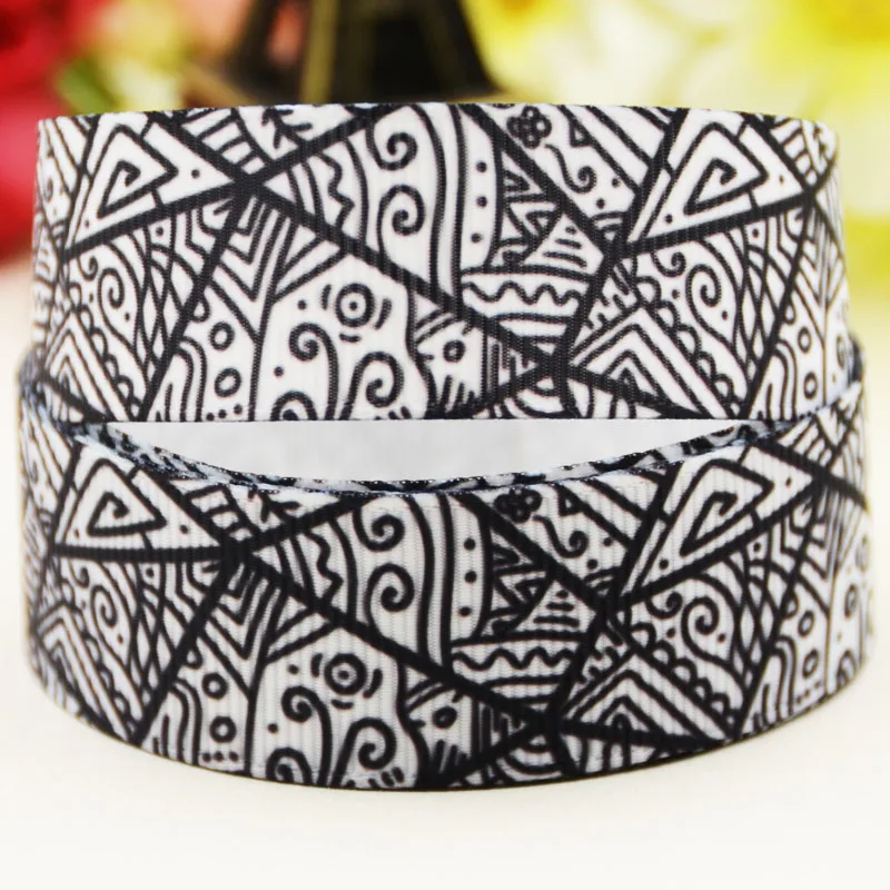 

22mm 25mm 38mm 75mm Abstract pattern printed Grosgrain Ribbon party decoration 10 Yards X-03853