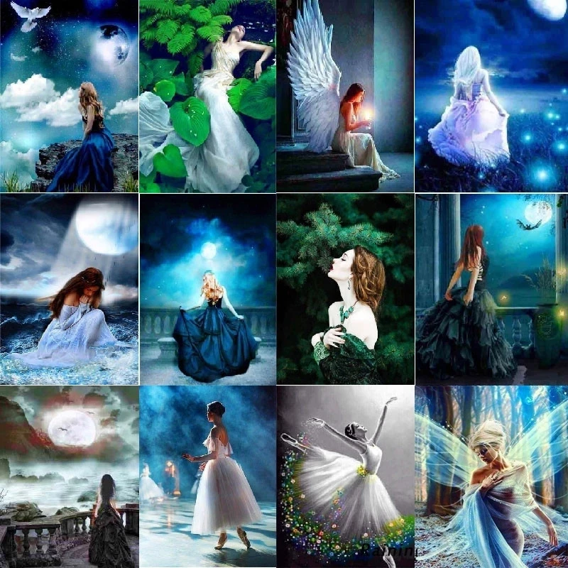 

5D Diy Diamond Painting Embroidery Fantasy Angel Fairy Portrait Full Round Square Drill Rhinestone Cross Stitch Kit Mosaic Decor