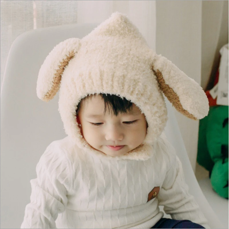 

2018 1pcs Hat Children Winter Caps Hats Warm Baby Beanie For Boys Girls Cap Cotton Ear Hat for Infant Boys Girls