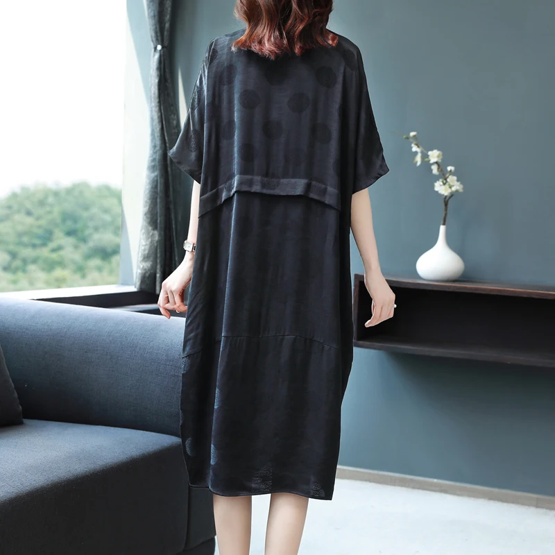 

COIGARSAM 3XL Plus Size Fashion Women dress New Spring Dresses Black 8816