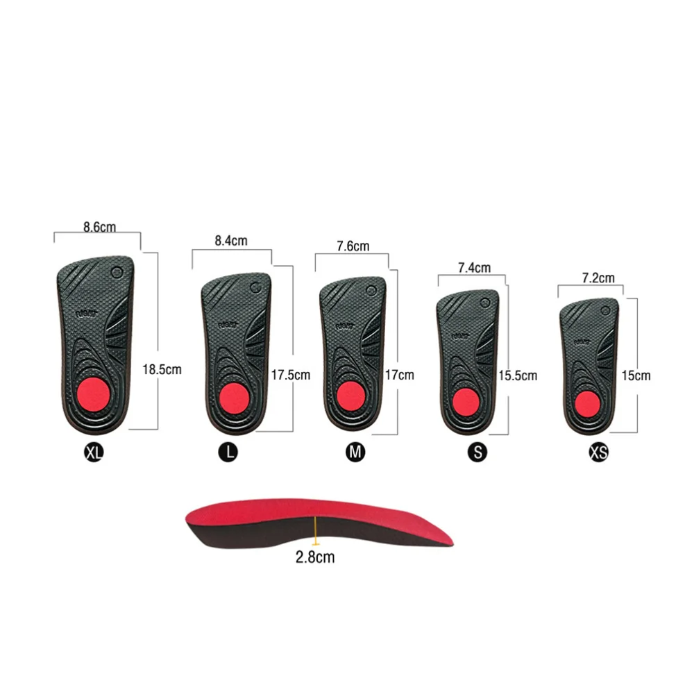 

1 Pair of Insoles Arch Support Shoes Pads Flat Feet Shape Leg Correction Orthotic Insoles - Size XS (Red)