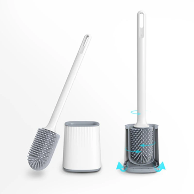 black toilet brush non contact bathroom set silicone brush bathroom accessories kit with brush stand household cleaning tools free global shipping