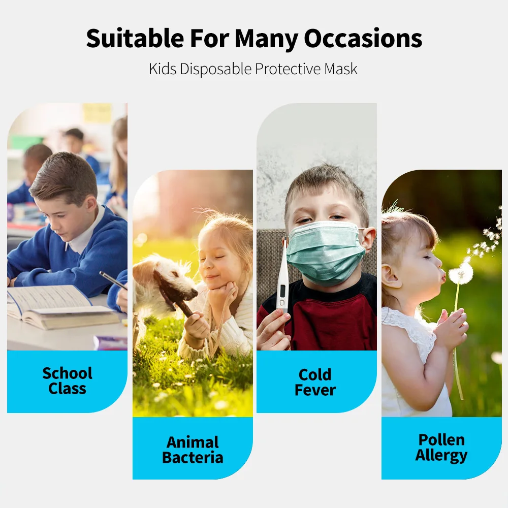 

Protective Disposable Child Masks Fog Protection Anti-Dust Face Mask kids 3-layer Disposable Non-woven Fabric Mascarillas Masque