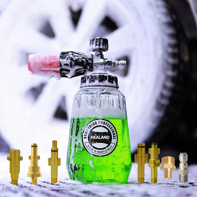 

Пенообразующая насадка для автомойки, прозрачный пенообразующий генератор, объем 1 л, мыло под высоким давлением