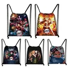 Новинка, сумка на шнурке для аниме рассекающий демонов Kimetsu No Yaiba, модная сумка для хранения для девочек и мальчиков-подростков, мини-рюкзак Nezuko Tanjirou